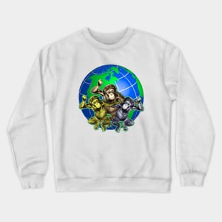 Chimpanzee world globe Crewneck Sweatshirt